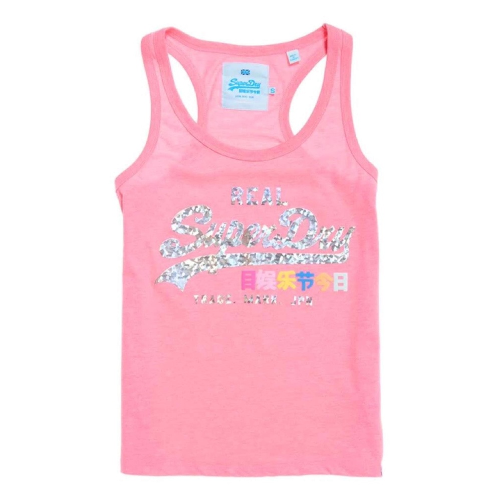 NEW IRIDESCENT SUPERDRY Hologram Rainbow Tank Top